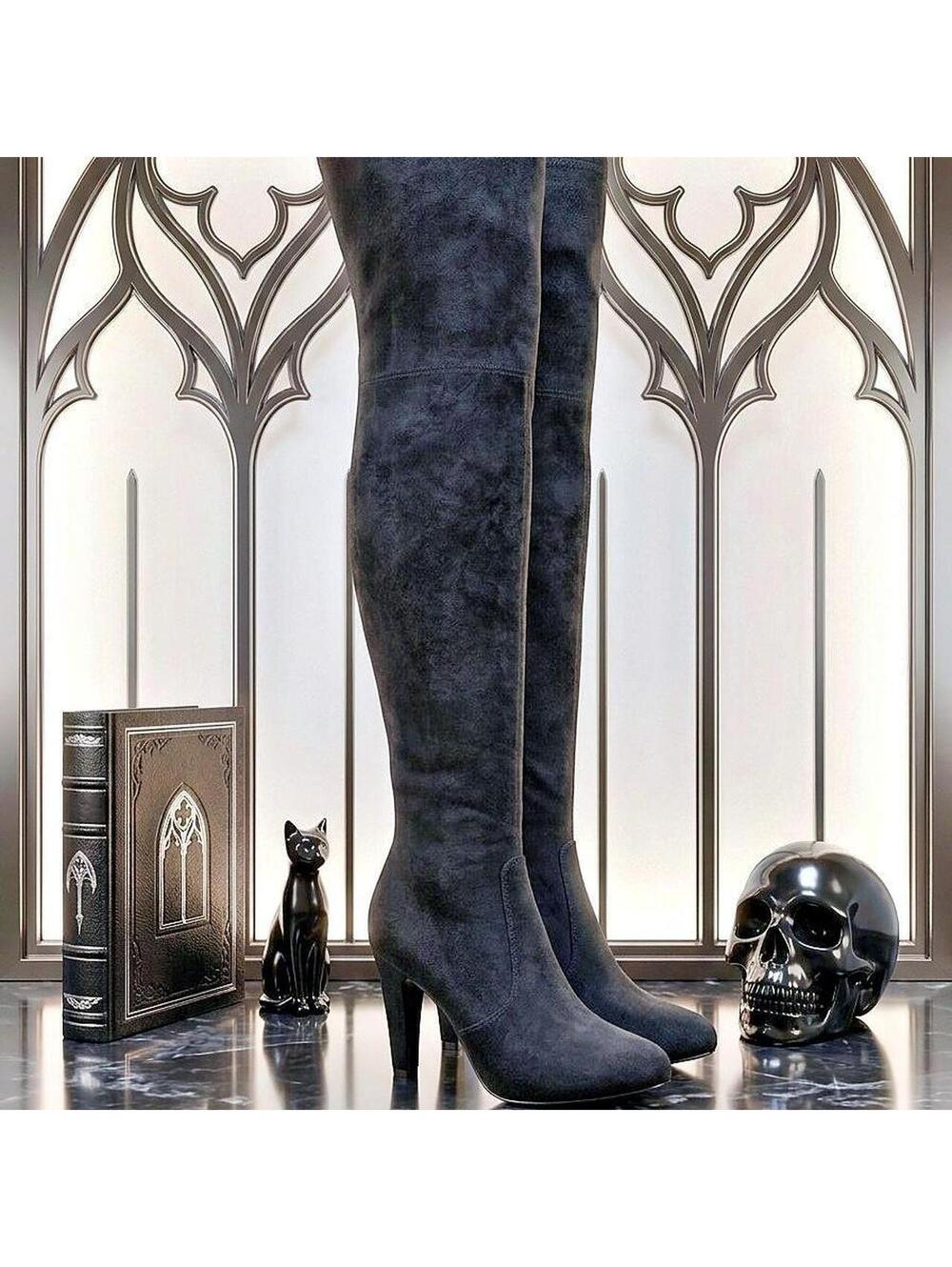 Black suede over the knee boots #goth #alternative
